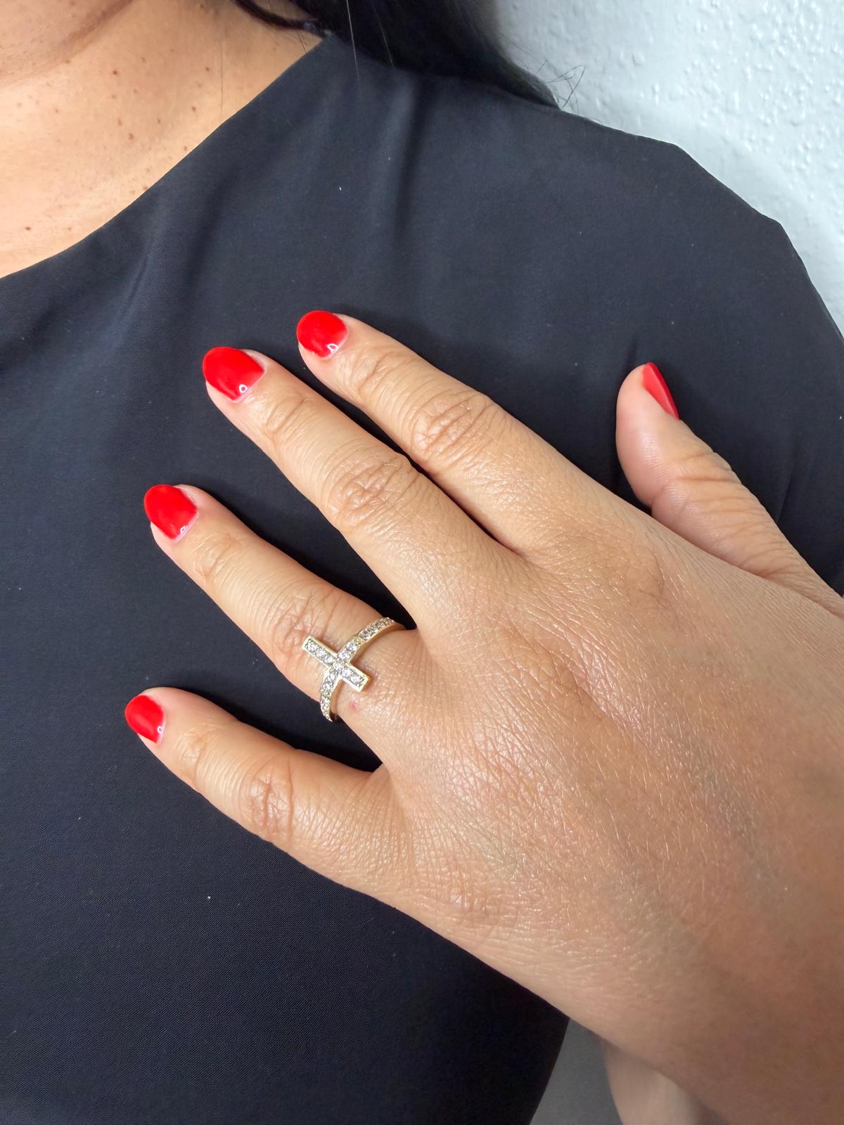 Ring Cross 10k gold semi solid