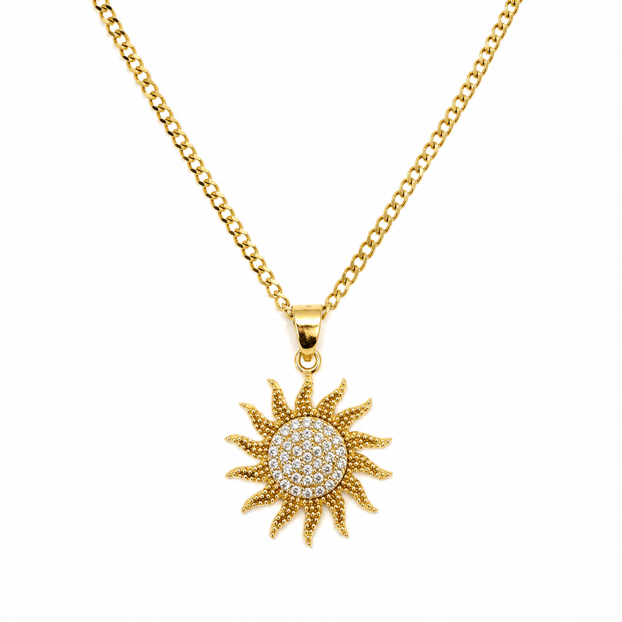 Necklace + sun pendant 10k gold