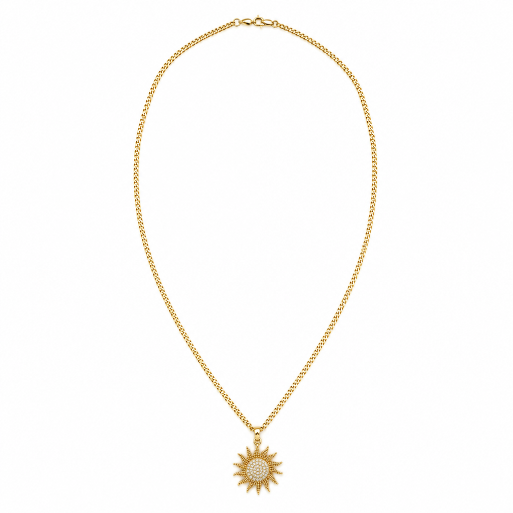 Necklace + sun pendant 10k gold