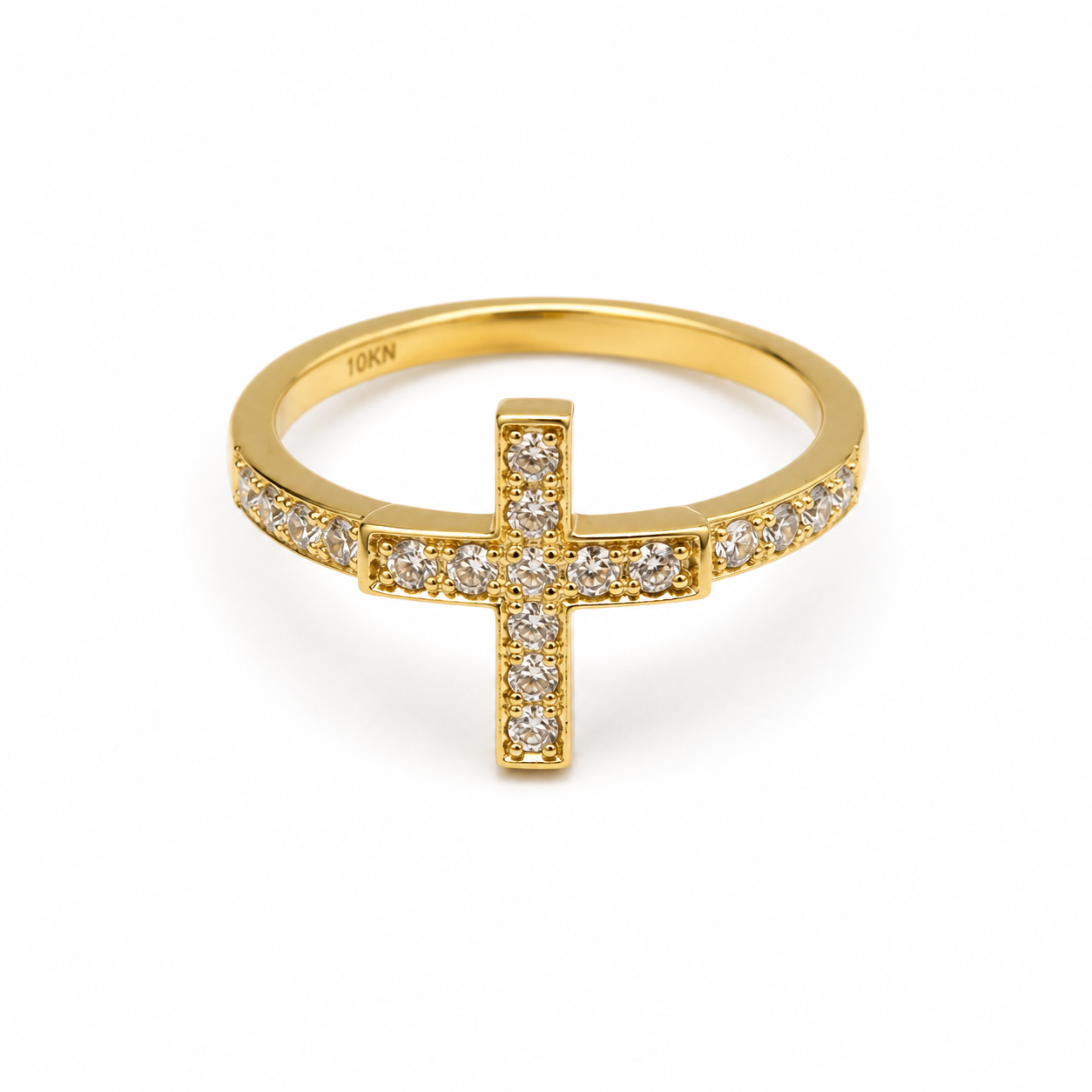 Ring Cross 10k gold semi solid