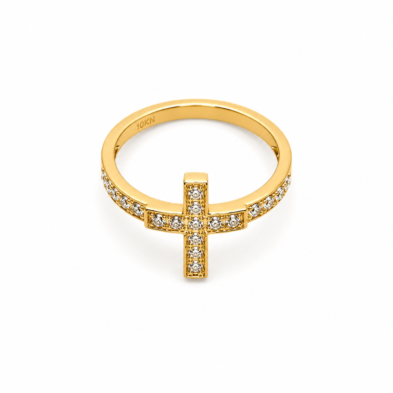 Ring Cross 10k gold semi solid