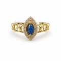 Ring Sapphire Blue 10k gold solid
