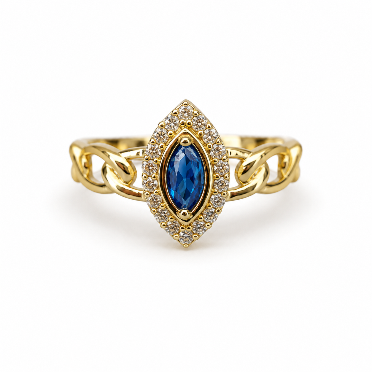 Ring Sapphire Blue 10k gold solid