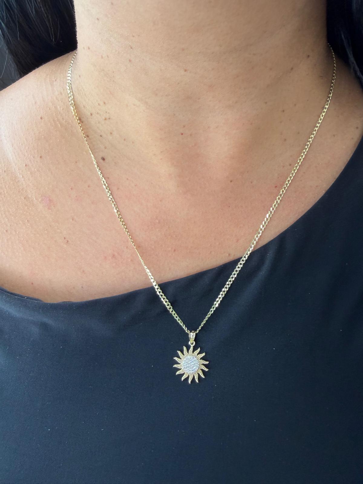 Necklace + sun pendant 10k gold